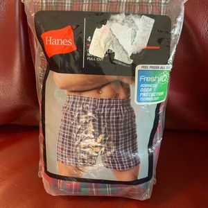 New! 3 Pk Men’s HANES Boxer Shorts Underwear Plaid Fresh IQ Size M
